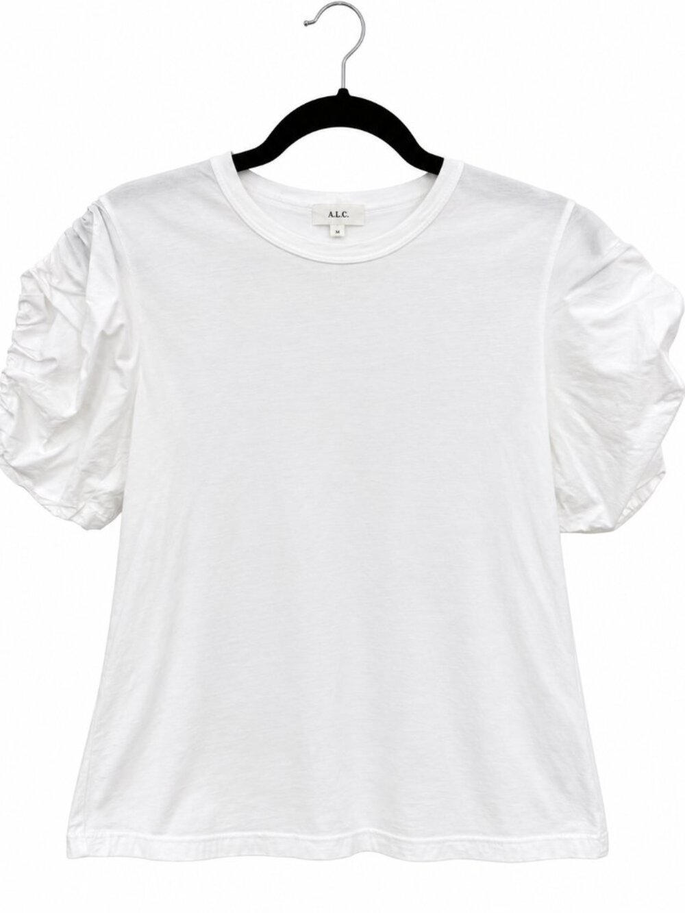 A.L.C. Frankie Tee White Ruched Puff Sleeve Cotton Top XS